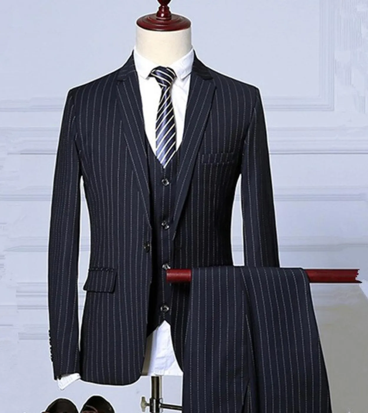 2022 Uomini di alta qualità Business Dinner Blazers Coat Stripe Slim Fit Matrimonio Uomo Smoking dello sposo Giacca Pantaloni Gi