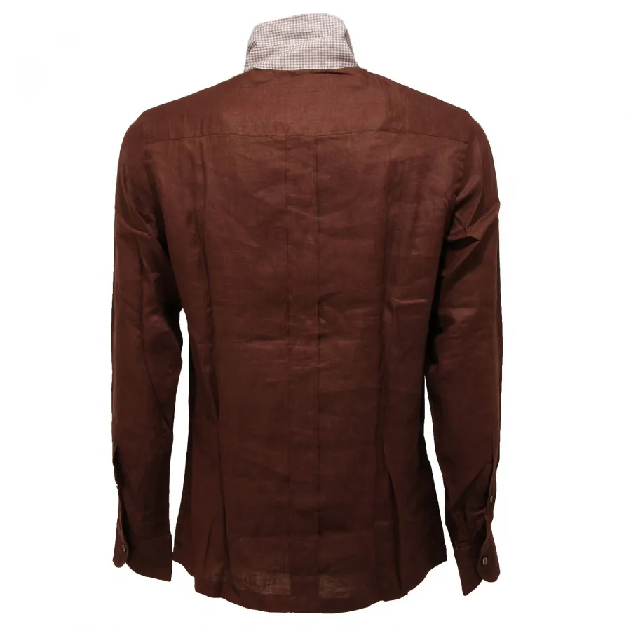 7182W camicia uomo SONRISA brown shirt linen men