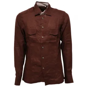 7182W camicia uomo SONRISA brown shirt linen men