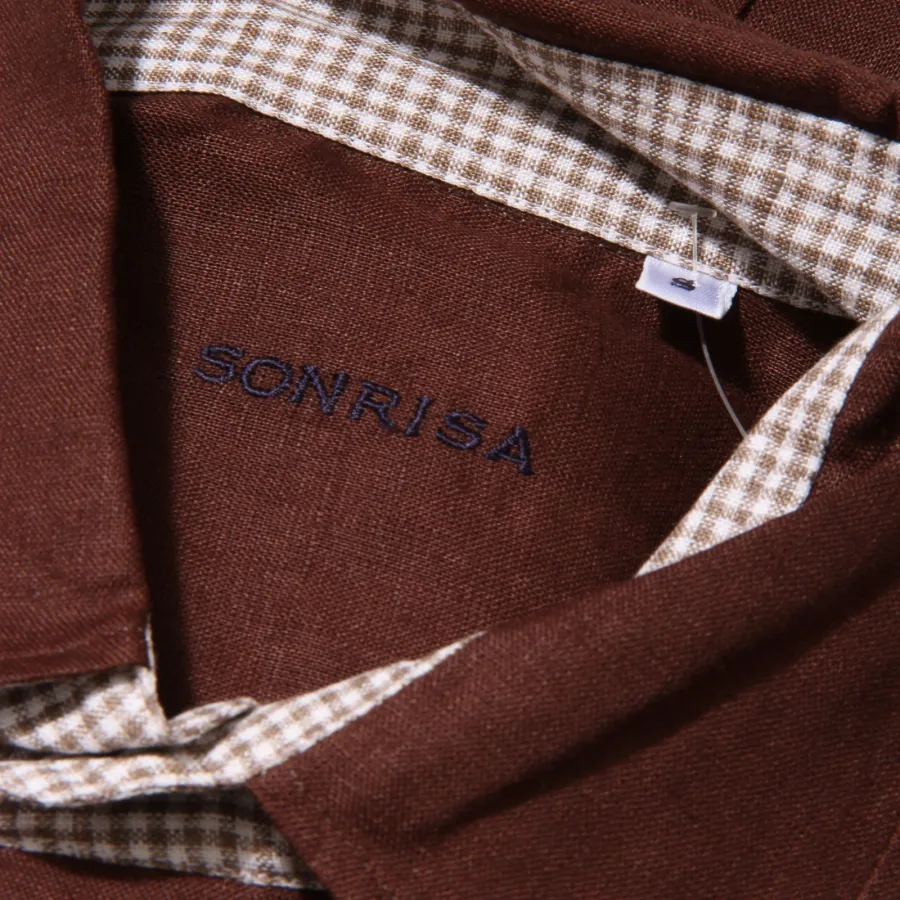 7182W camicia uomo SONRISA brown shirt linen men