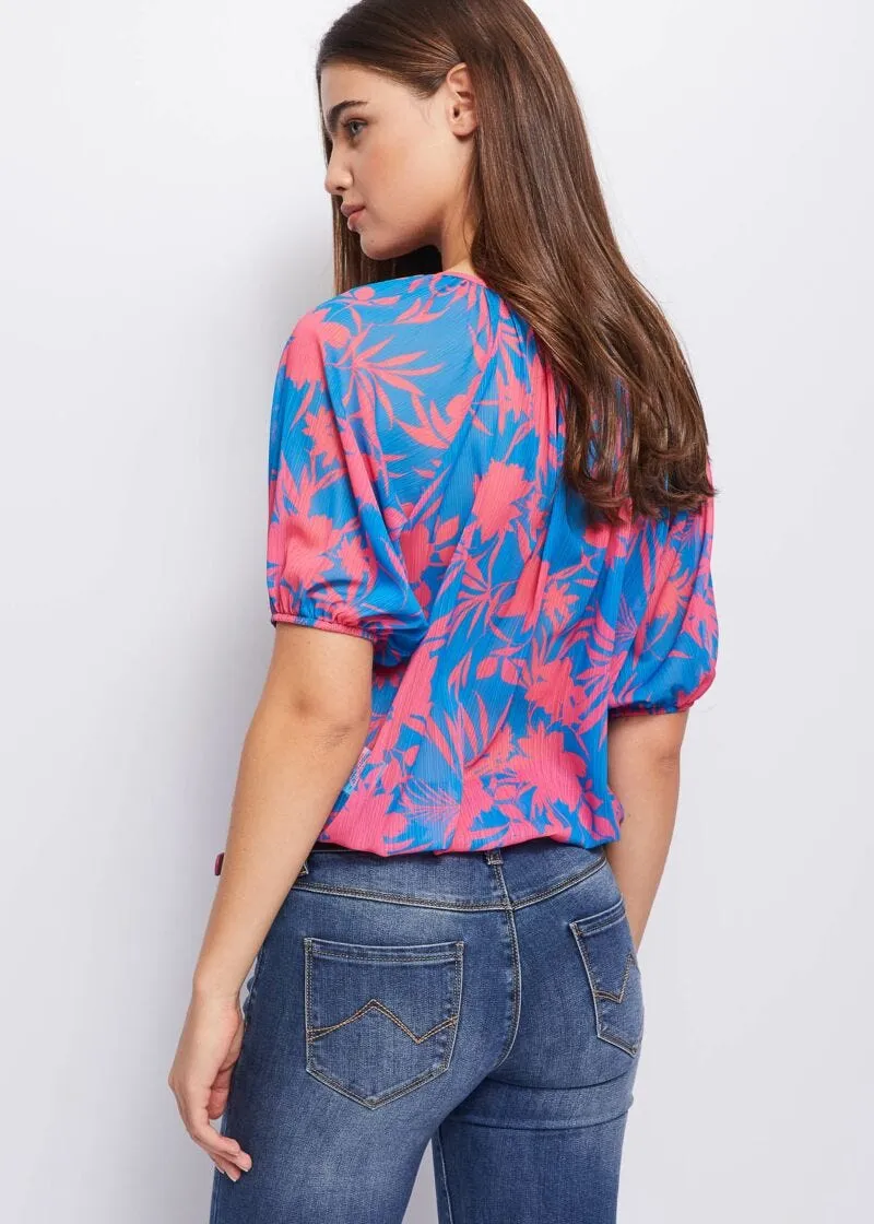 Blusa con stampa tropical