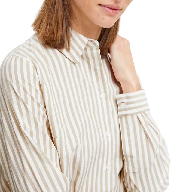 b.young striped shirt with long sleeves for women Byhetila 20814341 201072 safari mix