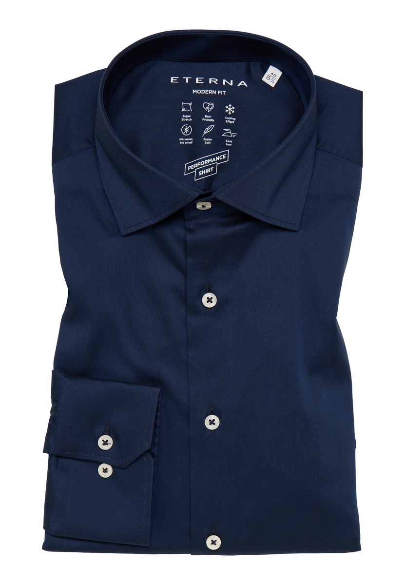 Camicia blu eterna modern fit tessuto performante