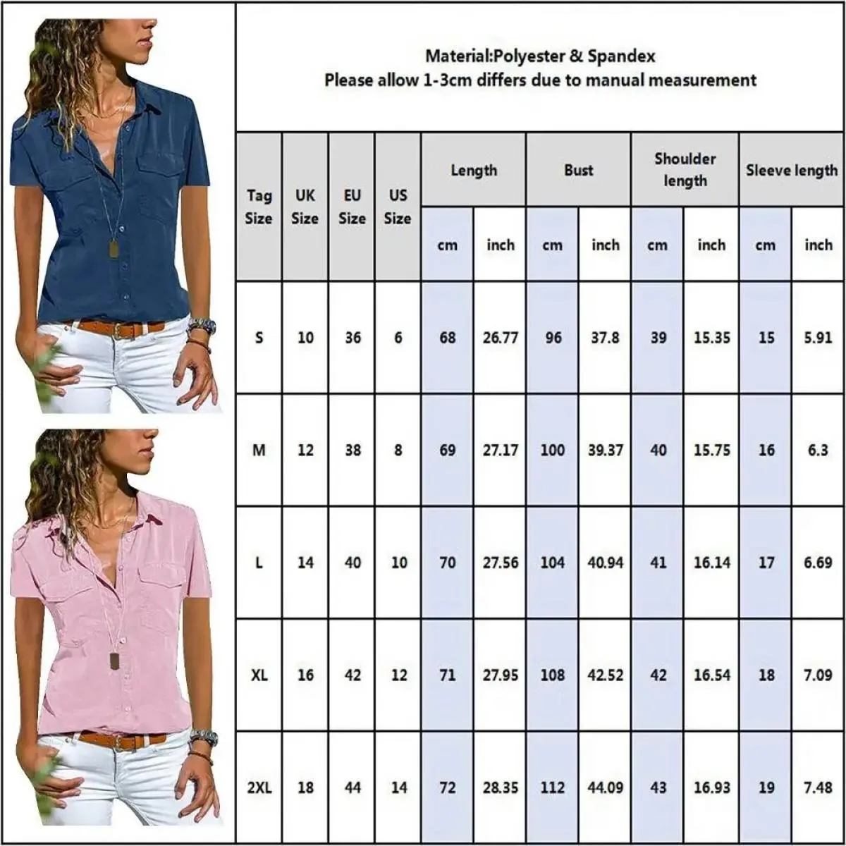 Camicia di dicembre Top corto tinta unita Camicetta con colletto a punta slim fit per donna