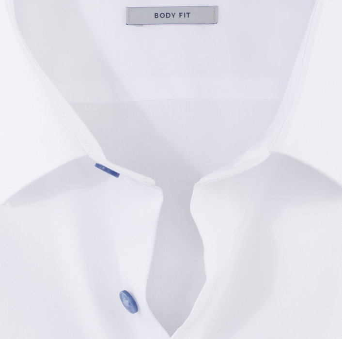 Camicia elegante bianca olymp slim fit con bottoni azzurro