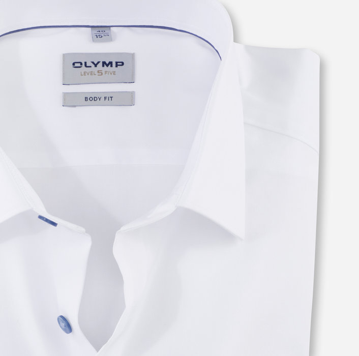 Camicia elegante bianca olymp slim fit con bottoni azzurro