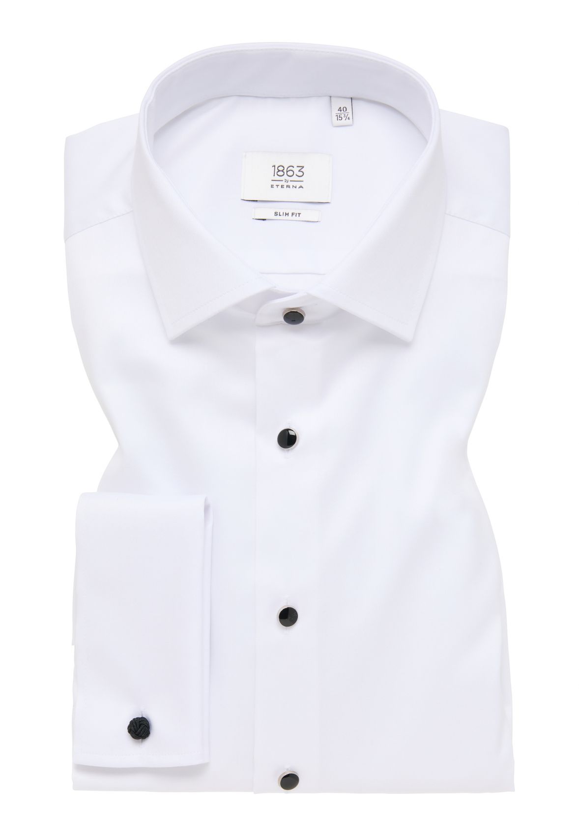 Camicia elegante eterna bianca slim fit con polso doppio