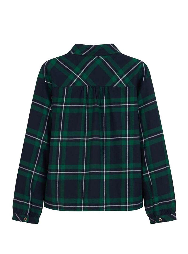 Camicia Mayoral Quadri Nodo Verde Per Bambina