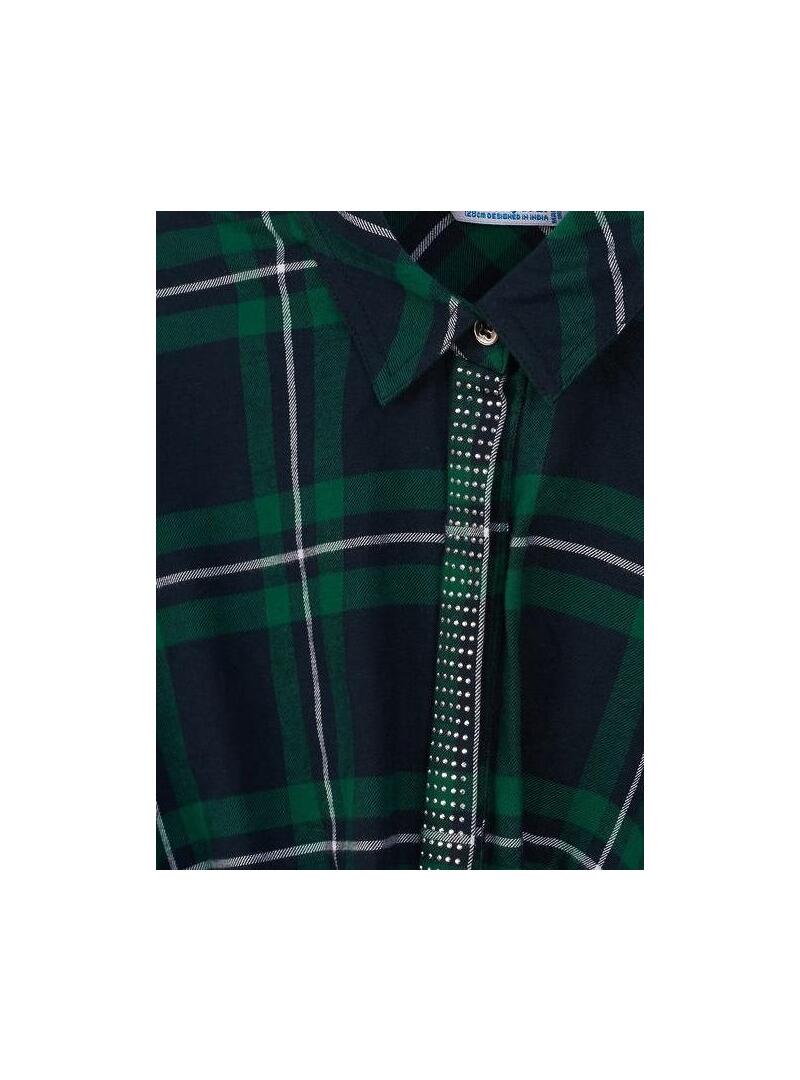 Camicia Mayoral Quadri Nodo Verde Per Bambina