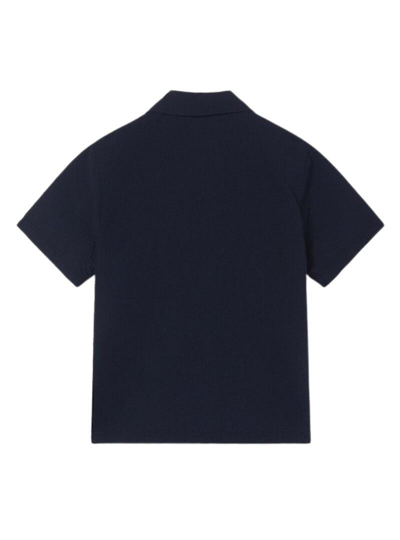 Camicia Mayoral Seersucker Blu Navy per Bambino