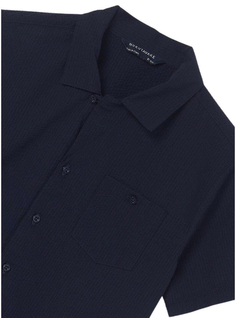 Camicia Mayoral Seersucker Blu Navy per Bambino