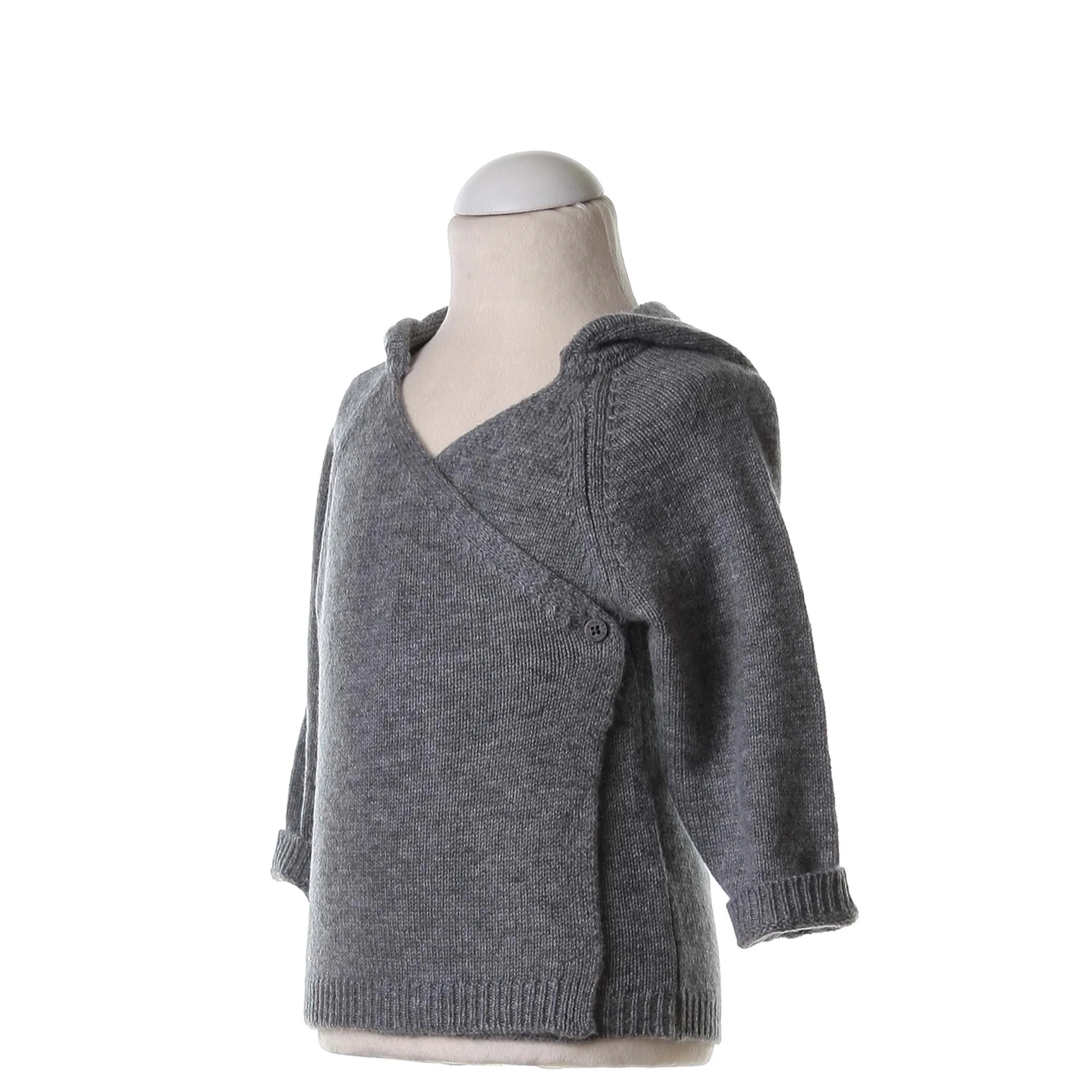 Cardigan Smudge Grigio Con Cappuccio