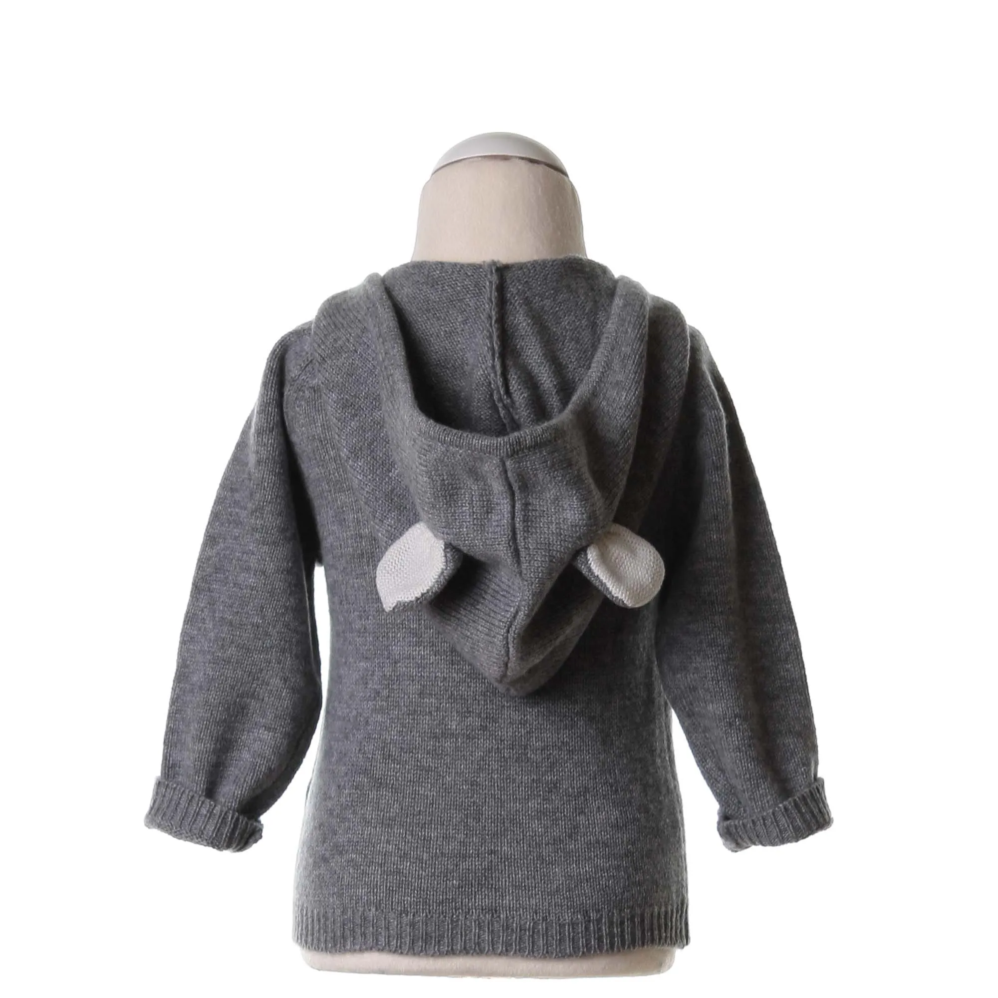 Cardigan Smudge Grigio Con Cappuccio