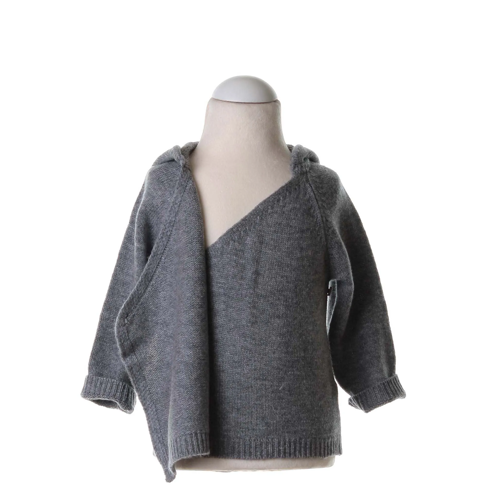 Cardigan Smudge Grigio Con Cappuccio