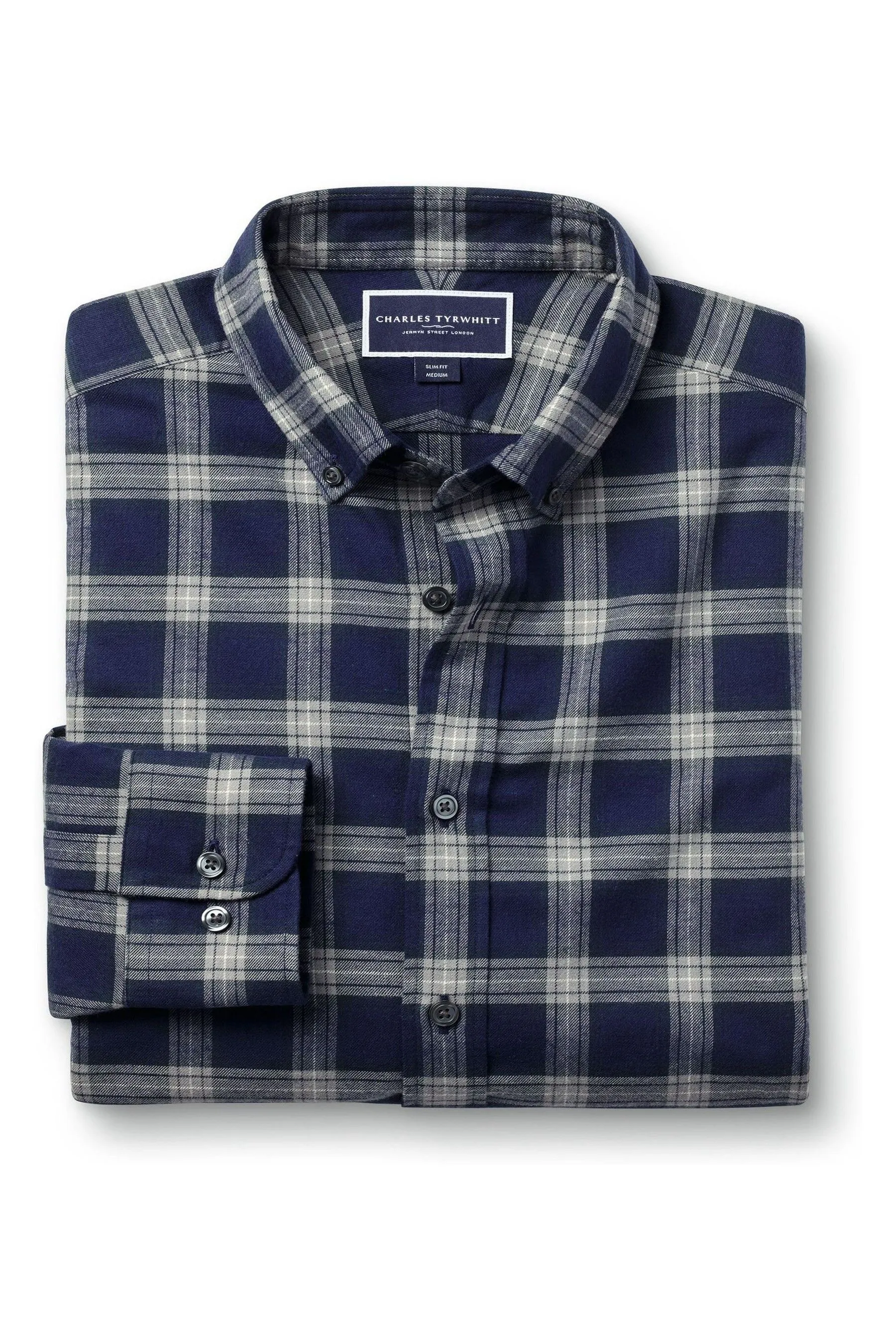 Charles Tyrwhitt - Camicia elasticizzata a tinta unita con colletto button-down e Oxford Vestibilità attillata / Slim