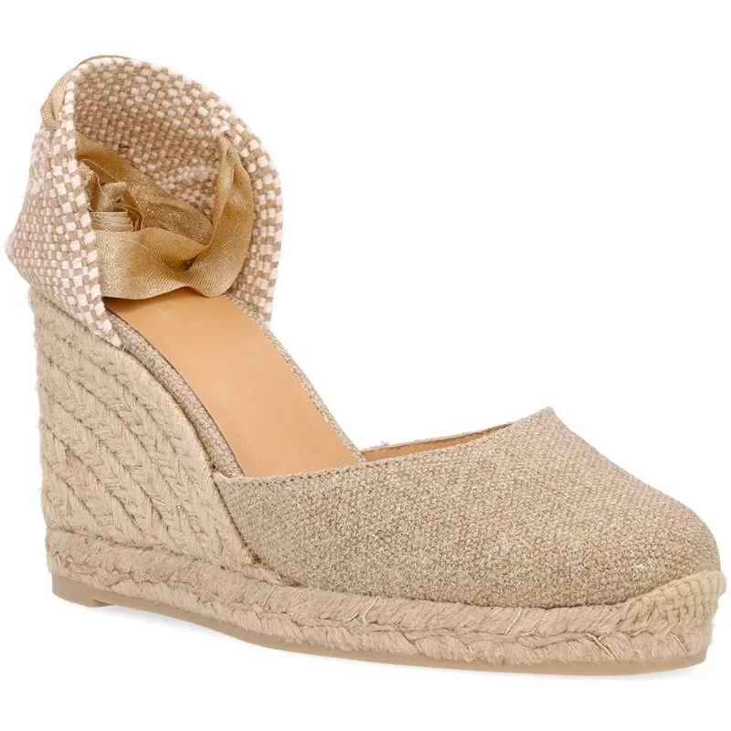 Espadrillas dorate con zeppa 