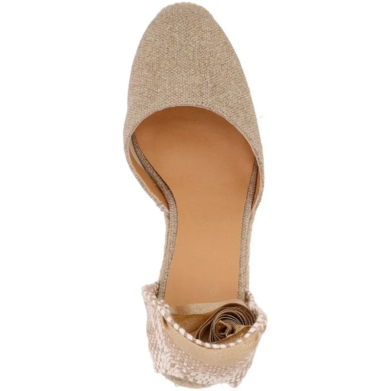 Espadrillas dorate con zeppa 