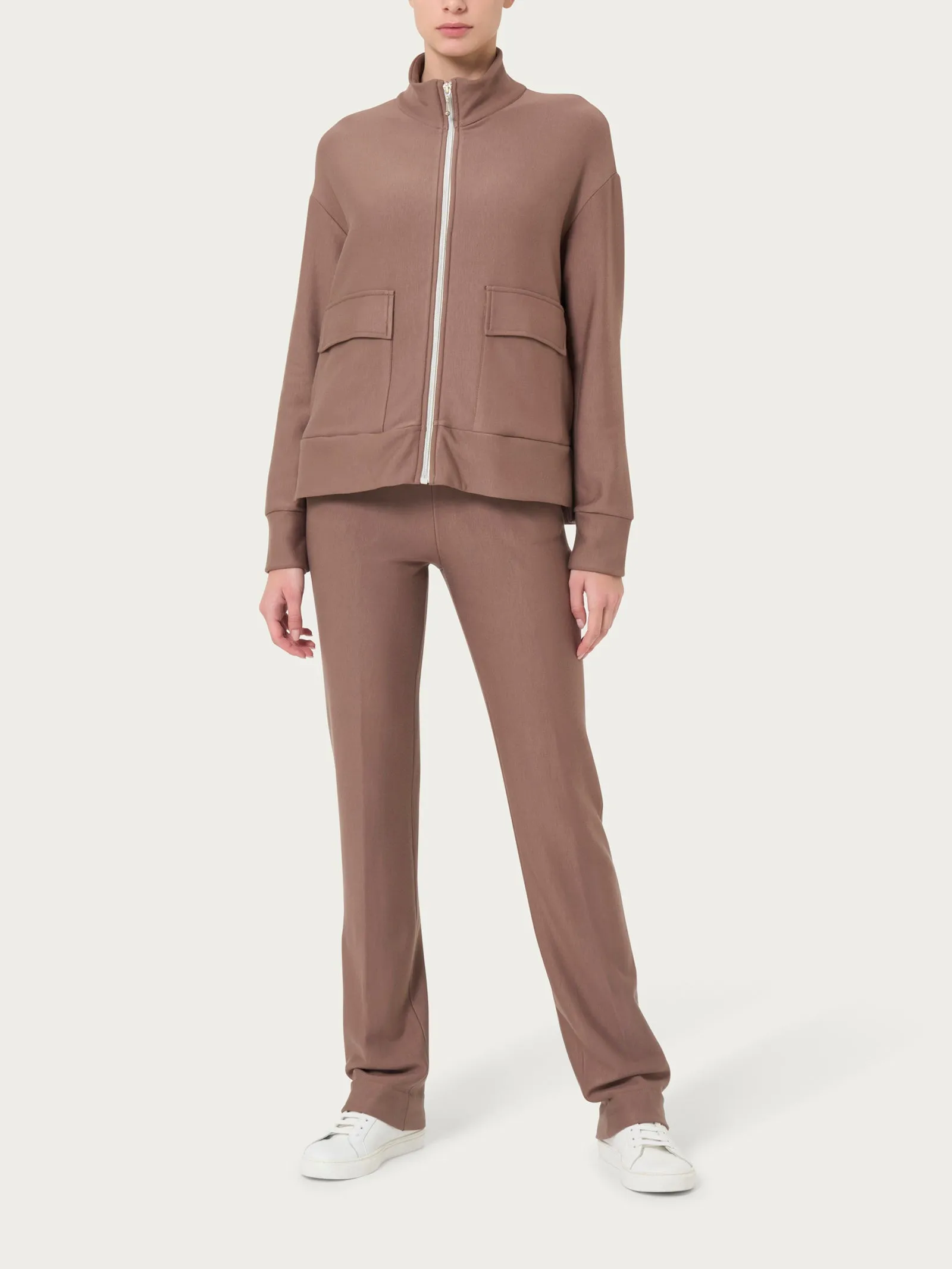 Giacca con zip in Eco techno Fleece - Champignon