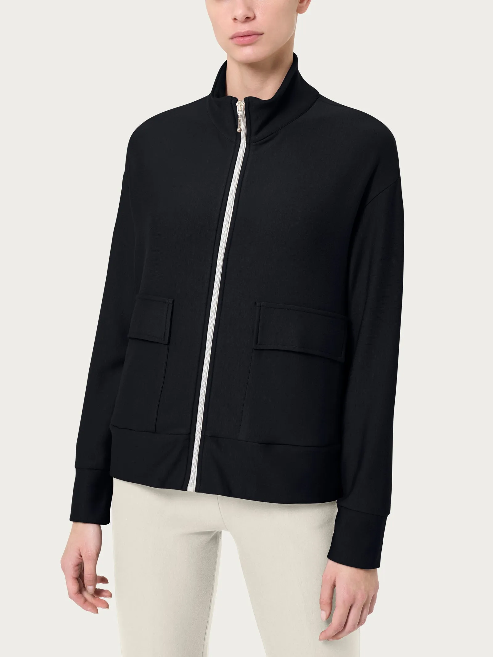 Giacca con zip in Eco techno Fleece - Nero