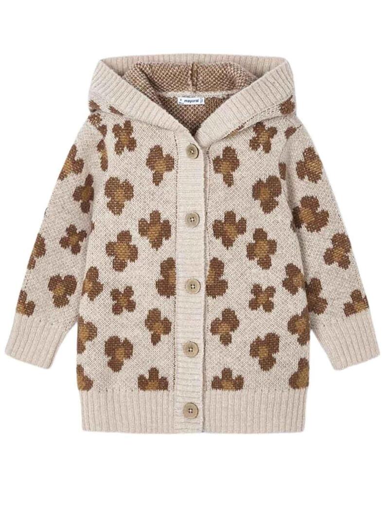 Giacca Mayoral Tricot Beige Jacquard per Bambina