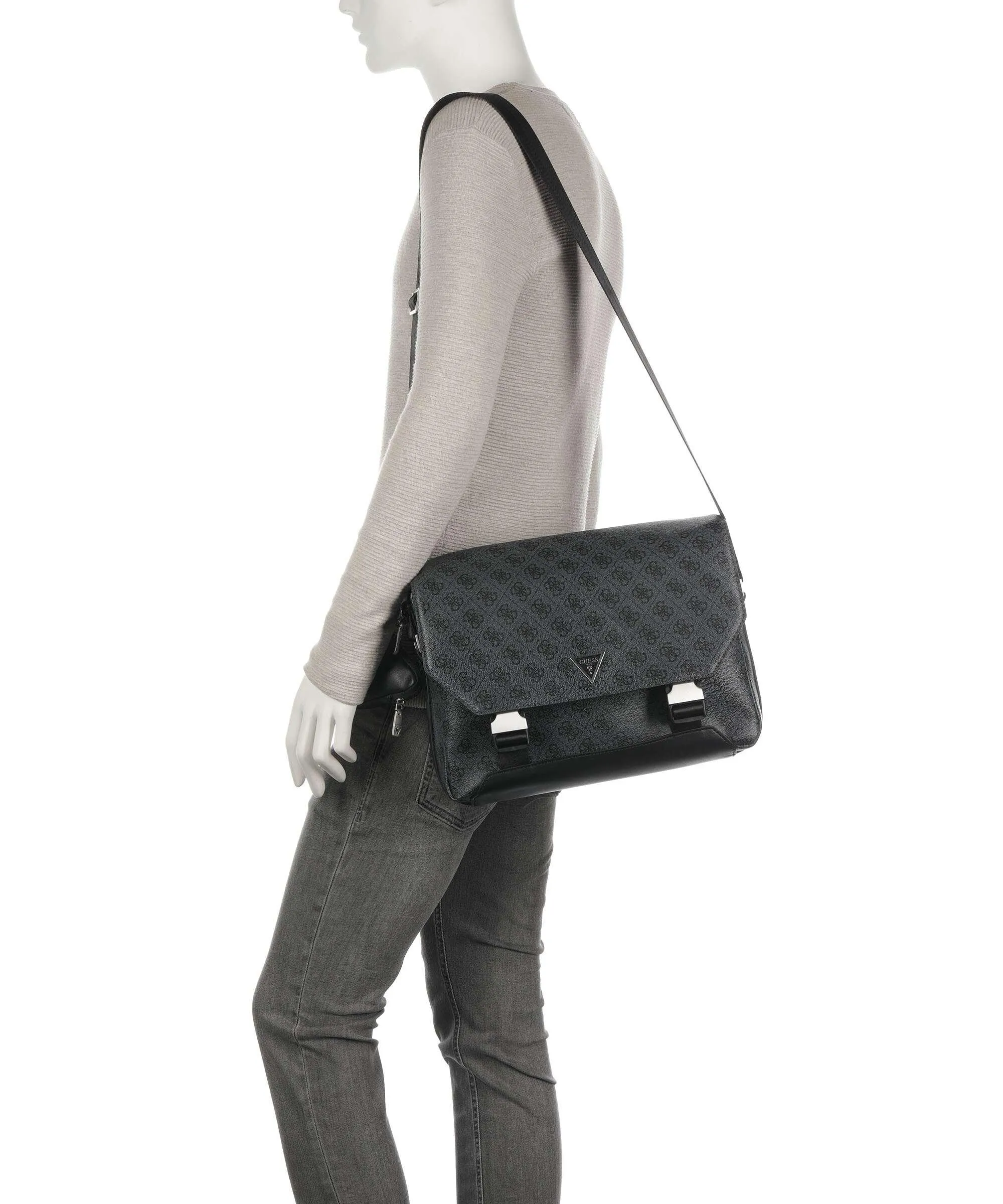  Guess Vezzola Eco Borsa messenger pelle sintetica nero  