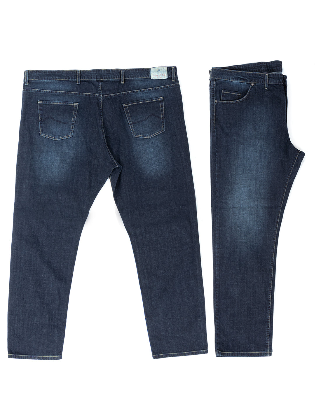 Jeans Uomo Pantaloni Calibrati Denim Scuro Cinque Tasche Taglie Forti Casual GIOSAL-P5821A