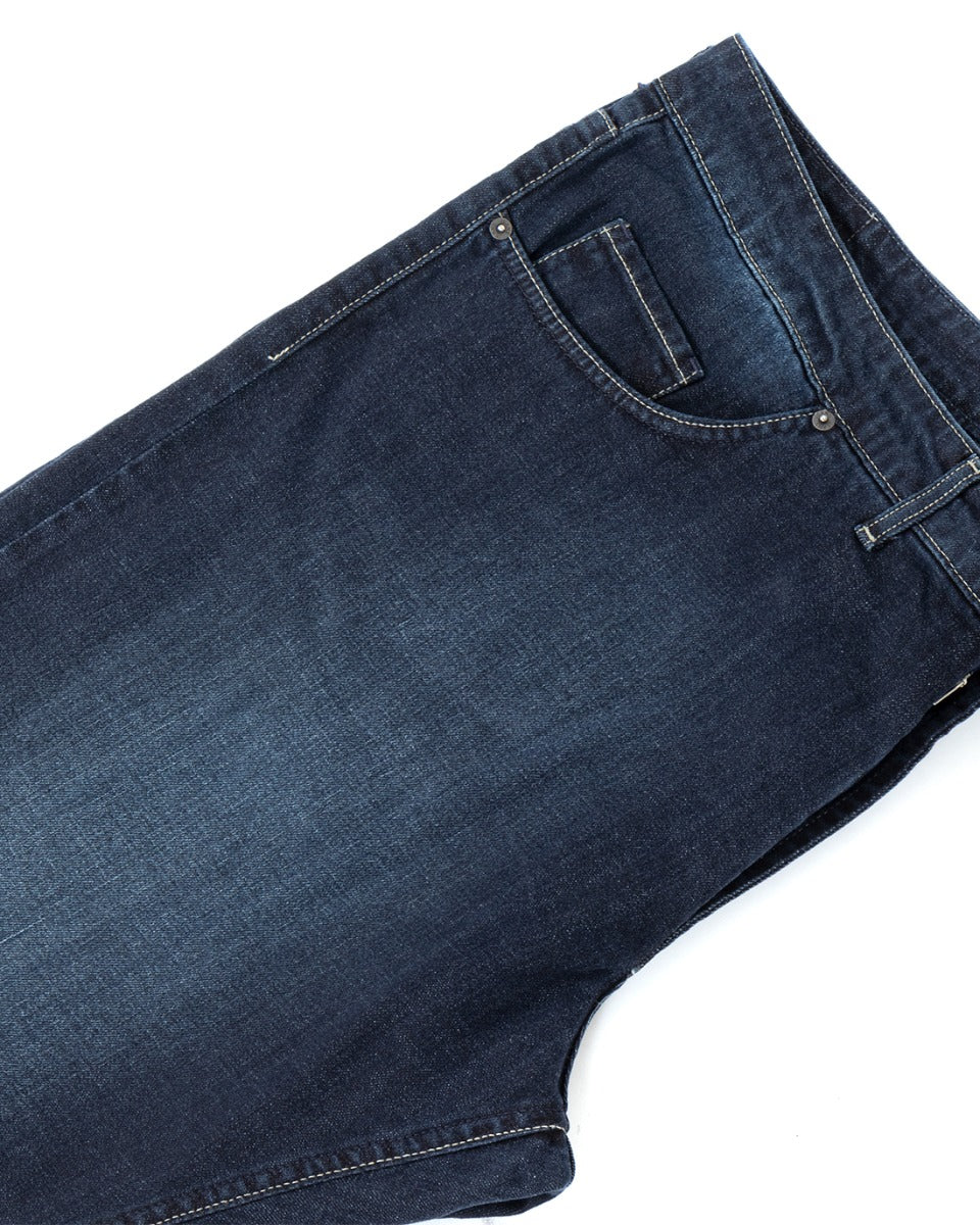 Jeans Uomo Pantaloni Calibrati Denim Scuro Cinque Tasche Taglie Forti Casual GIOSAL-P5821A