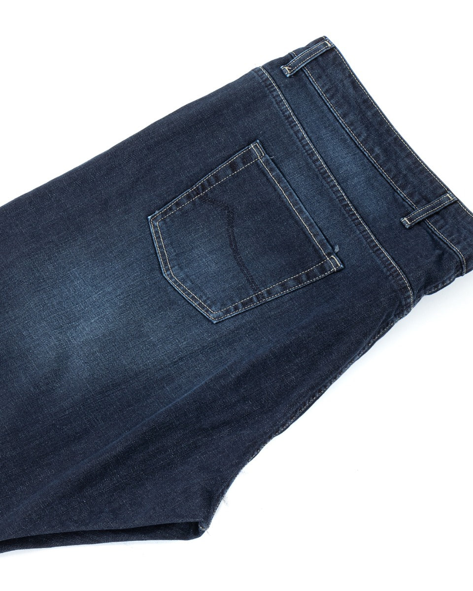 Jeans Uomo Pantaloni Calibrati Denim Scuro Cinque Tasche Taglie Forti Casual GIOSAL-P5821A