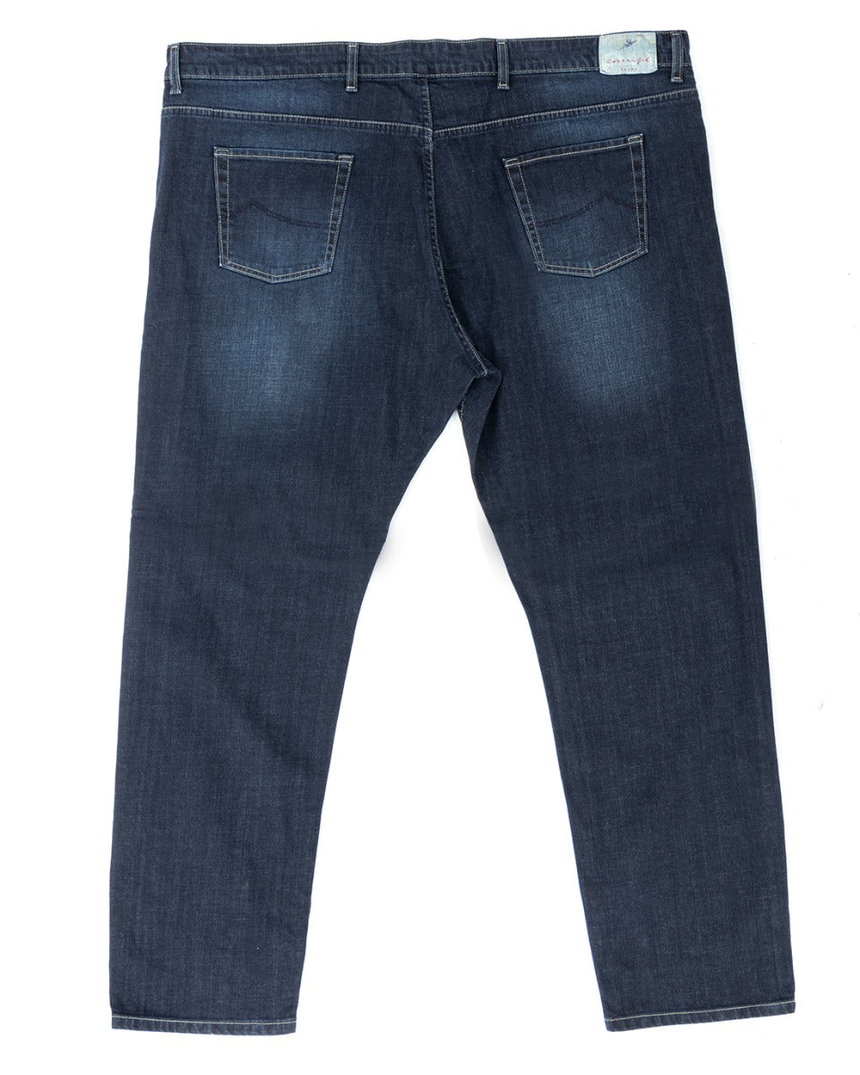 Jeans Uomo Pantaloni Calibrati Denim Scuro Cinque Tasche Taglie Forti Casual GIOSAL-P5821A