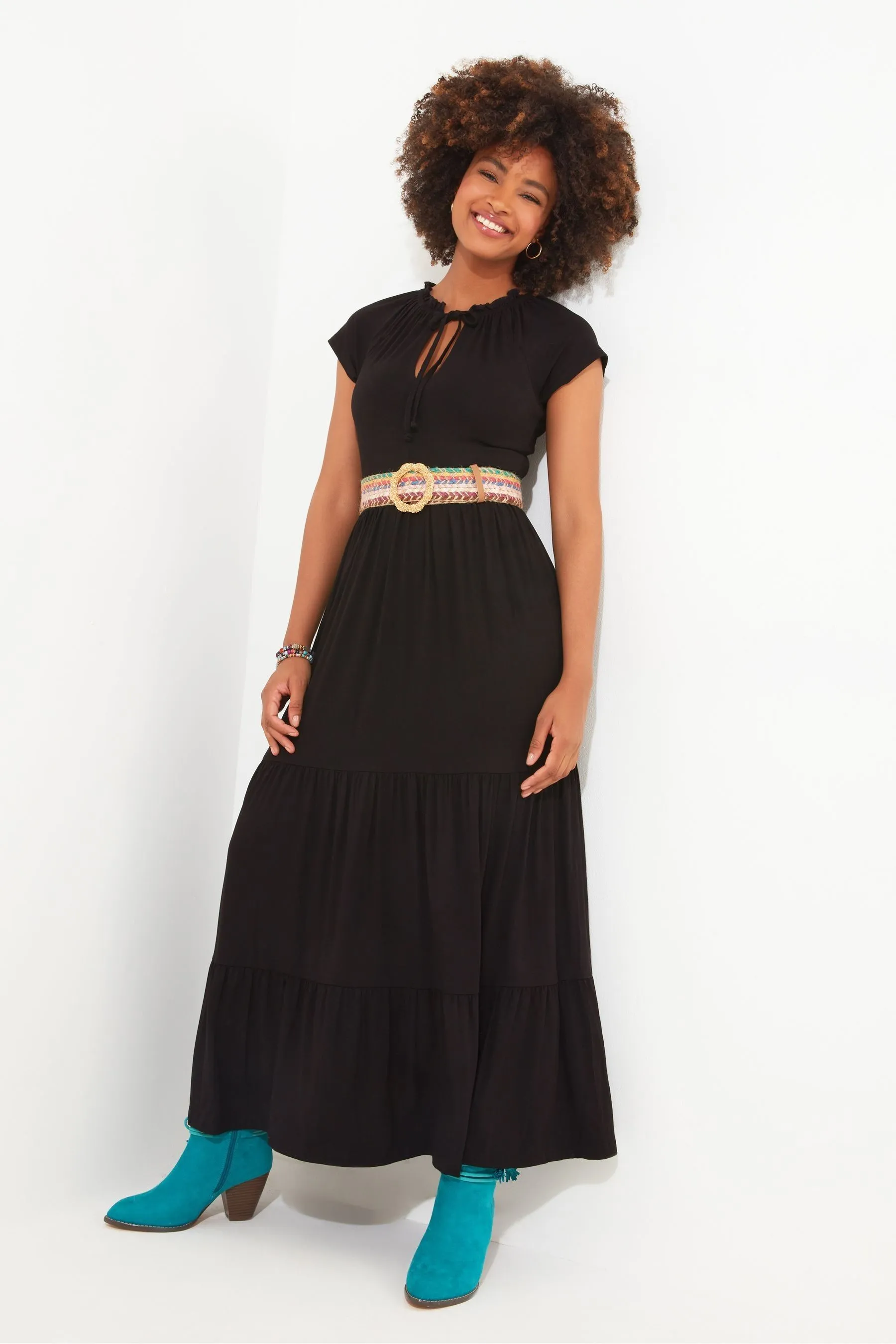 Joe Browns - Abito maxi boho con nappine e allacciatura