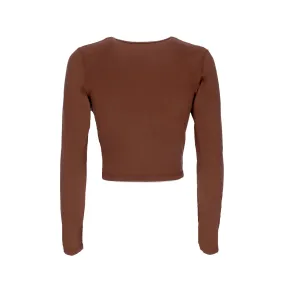 Maglietta Manica Lunga Corta Donna Tag Cropped Mia L/s Tee Sepia