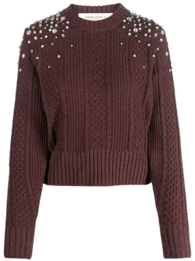 Maglione con cristalli in marrone - donna