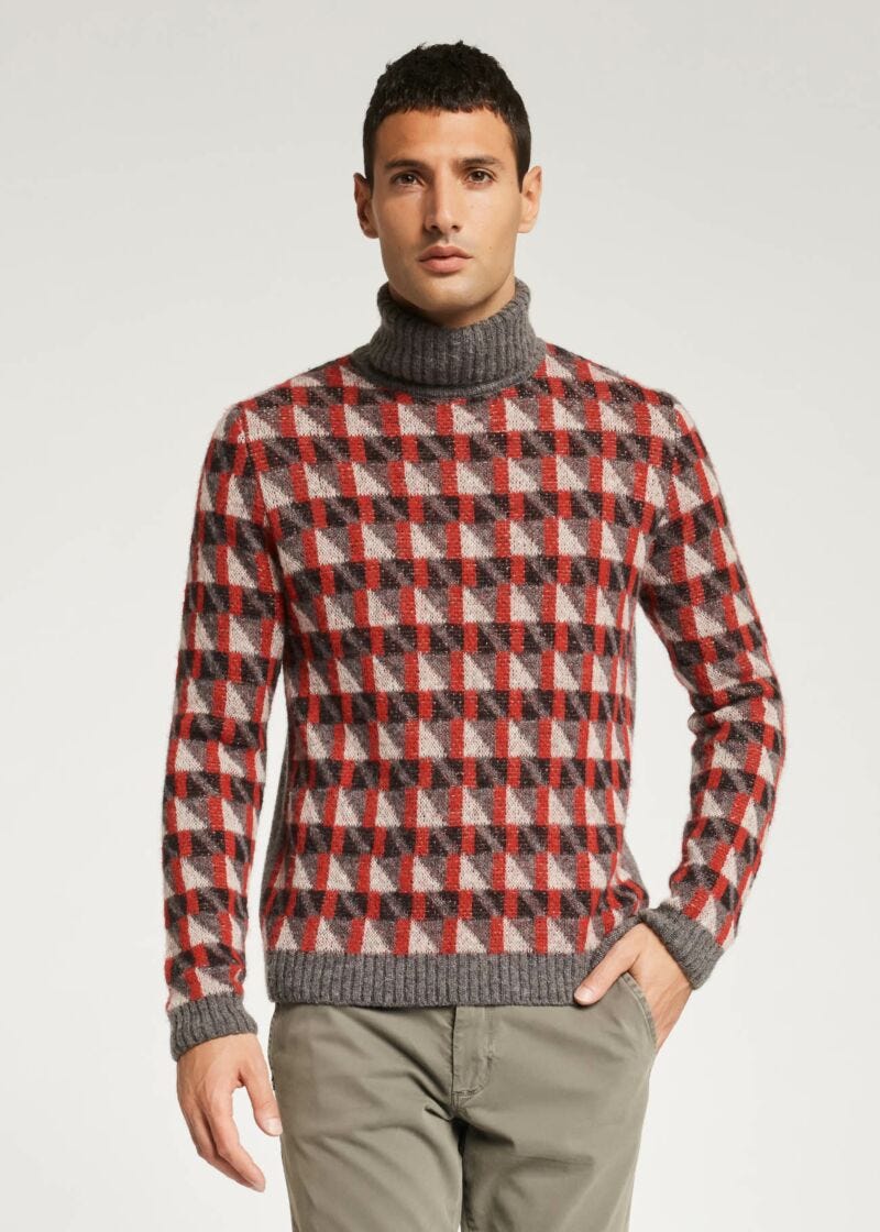 Maglione con intarsio geometrico