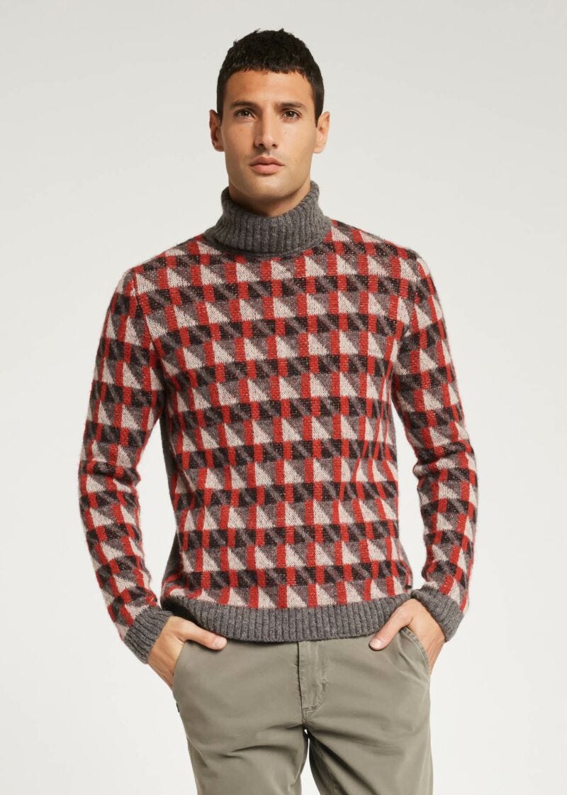 Maglione con intarsio geometrico