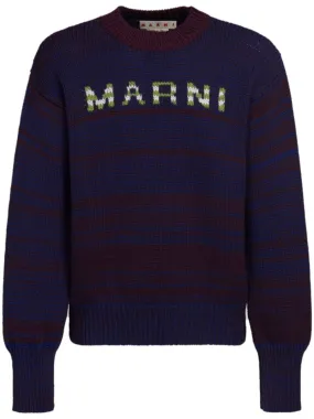 Maglione con intarsio in blu - uomo