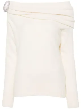 Maglione con scollo drappeggiato in bianco di Giuseppe Di Morabito - donna