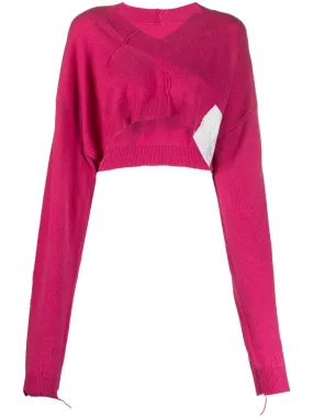 Maglione crop con logo in rosa - donna