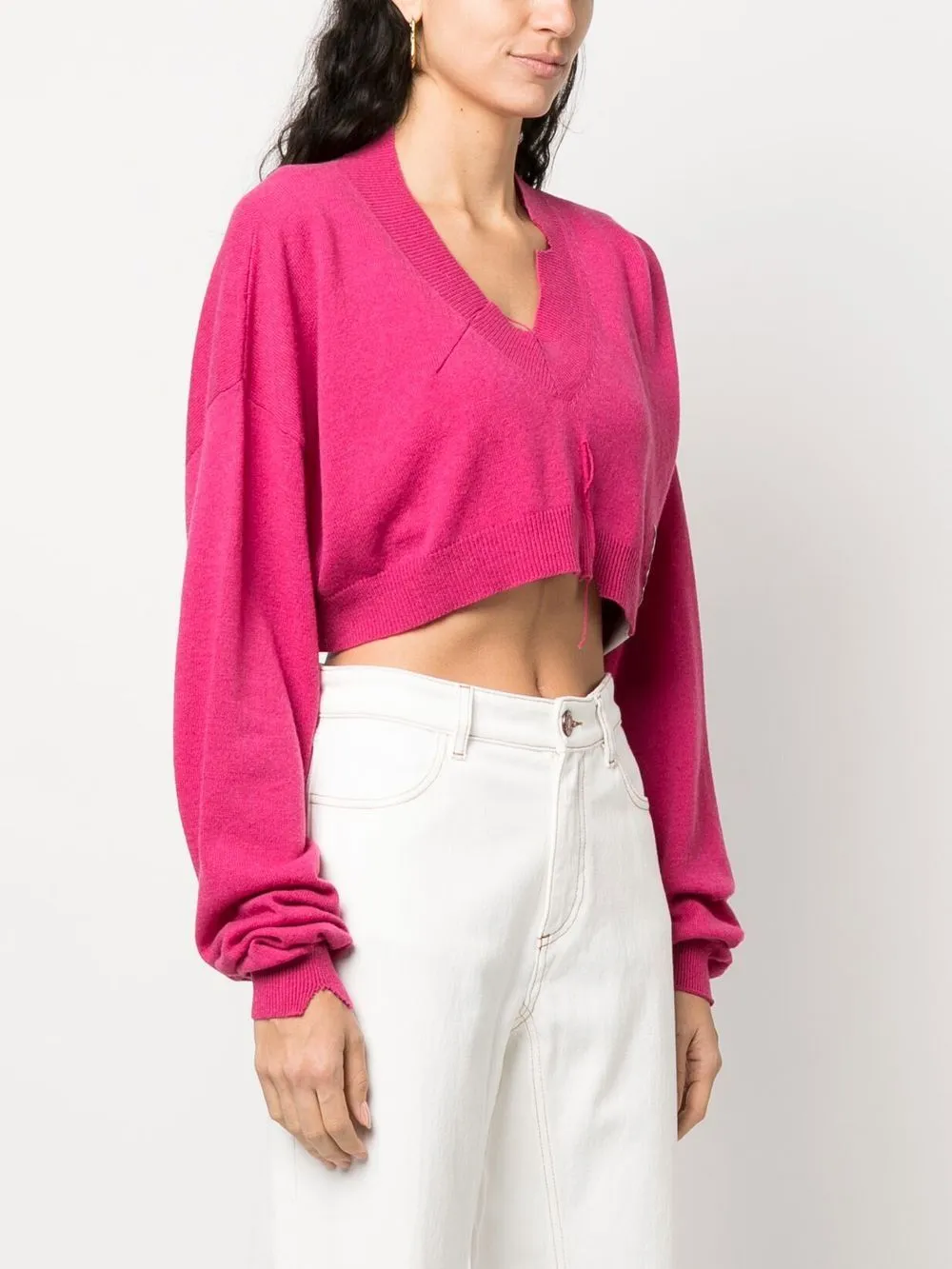 Maglione crop con logo in rosa - donna