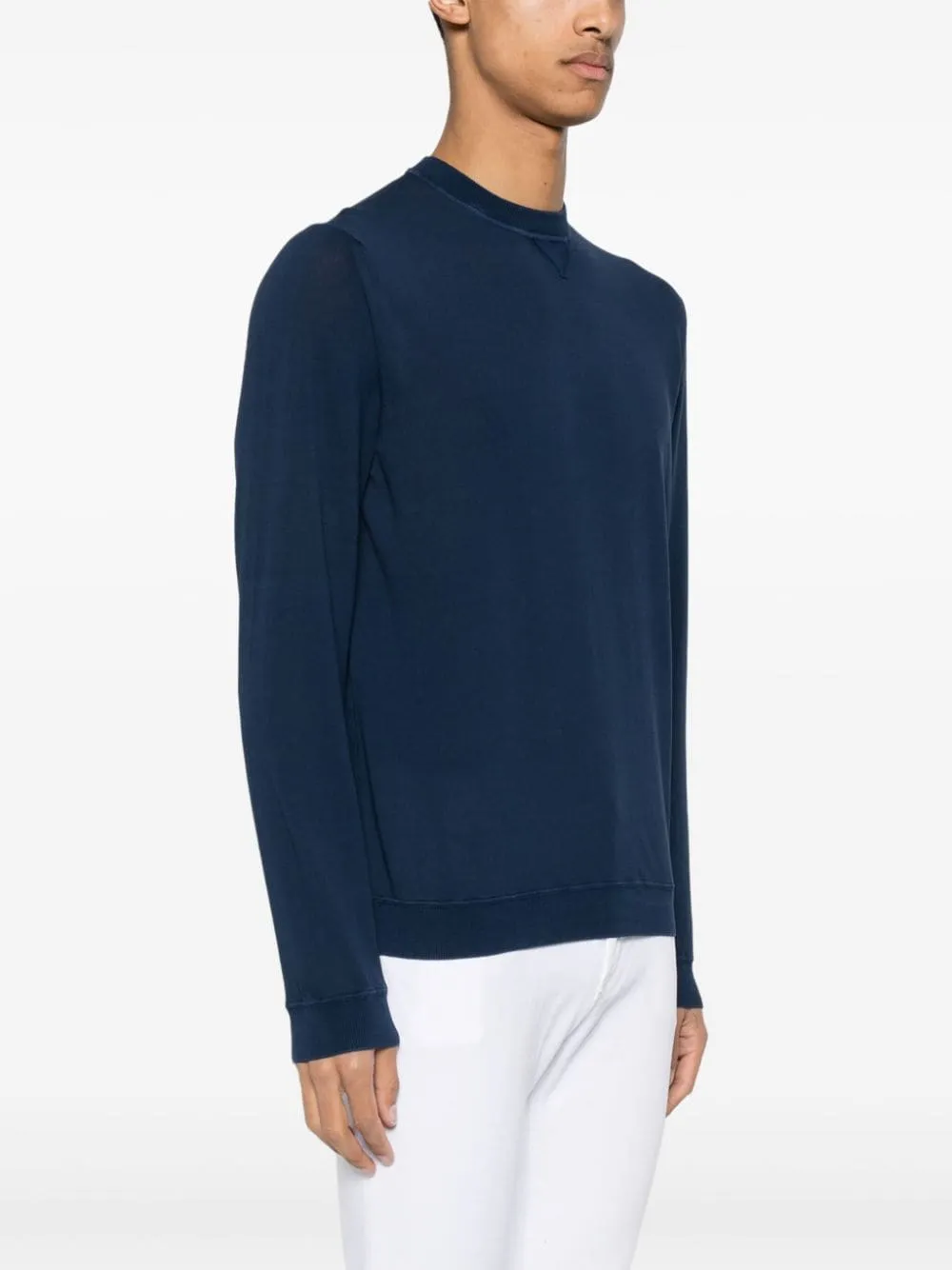 Maglione in maglia fine in blu - uomo