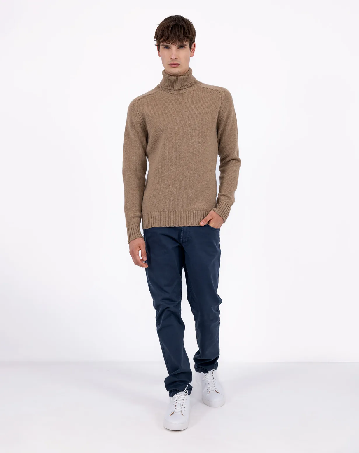 Maglione Uomo Dolcevita Spalla Martello Lana Merino 