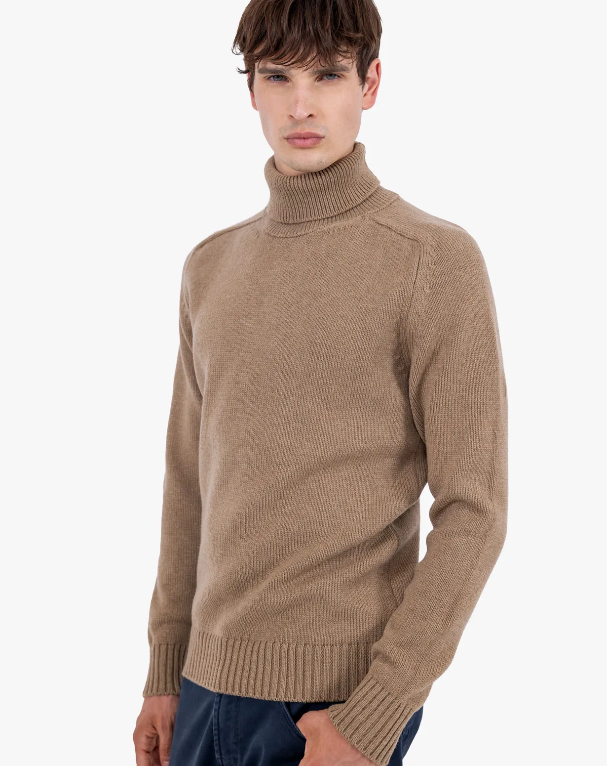 Maglione Uomo Dolcevita Spalla Martello Lana Merino 