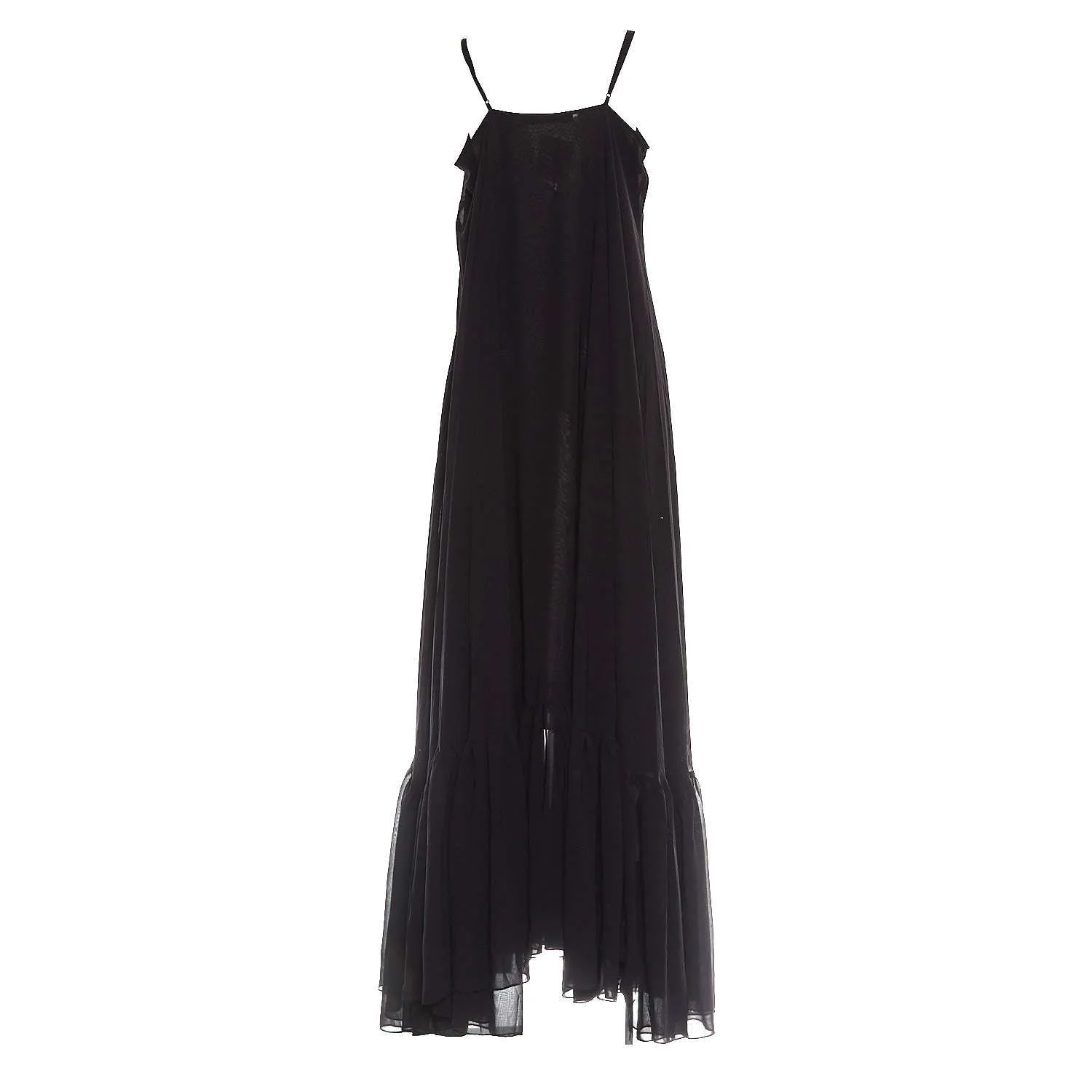 Maxi Abito Ampio In Chiffon Nero