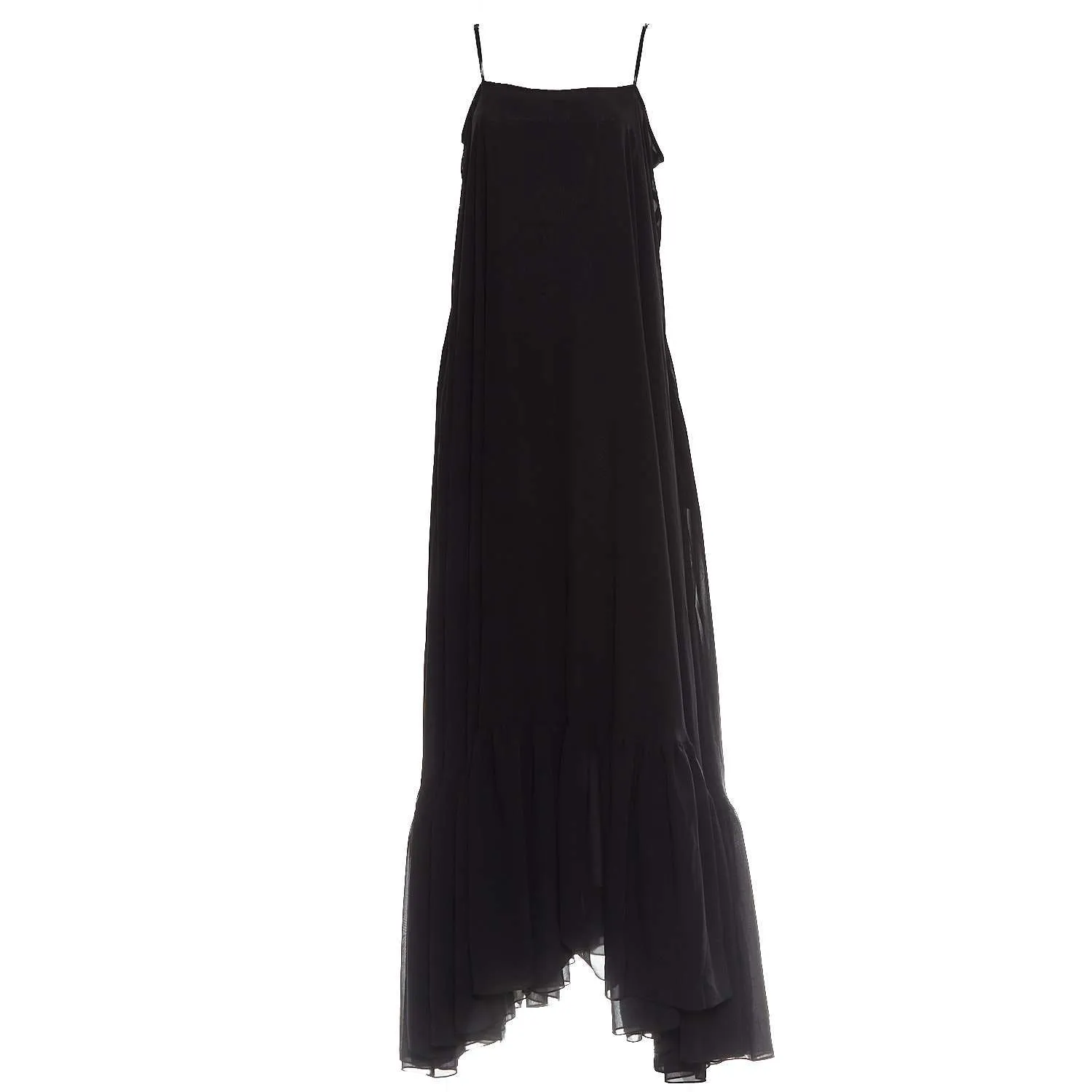 Maxi Abito Ampio In Chiffon Nero