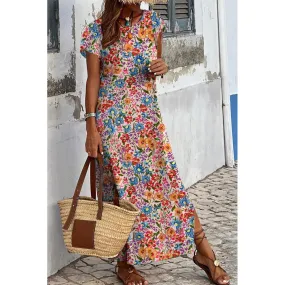 Maxi abito con stampa floreale, multicolor