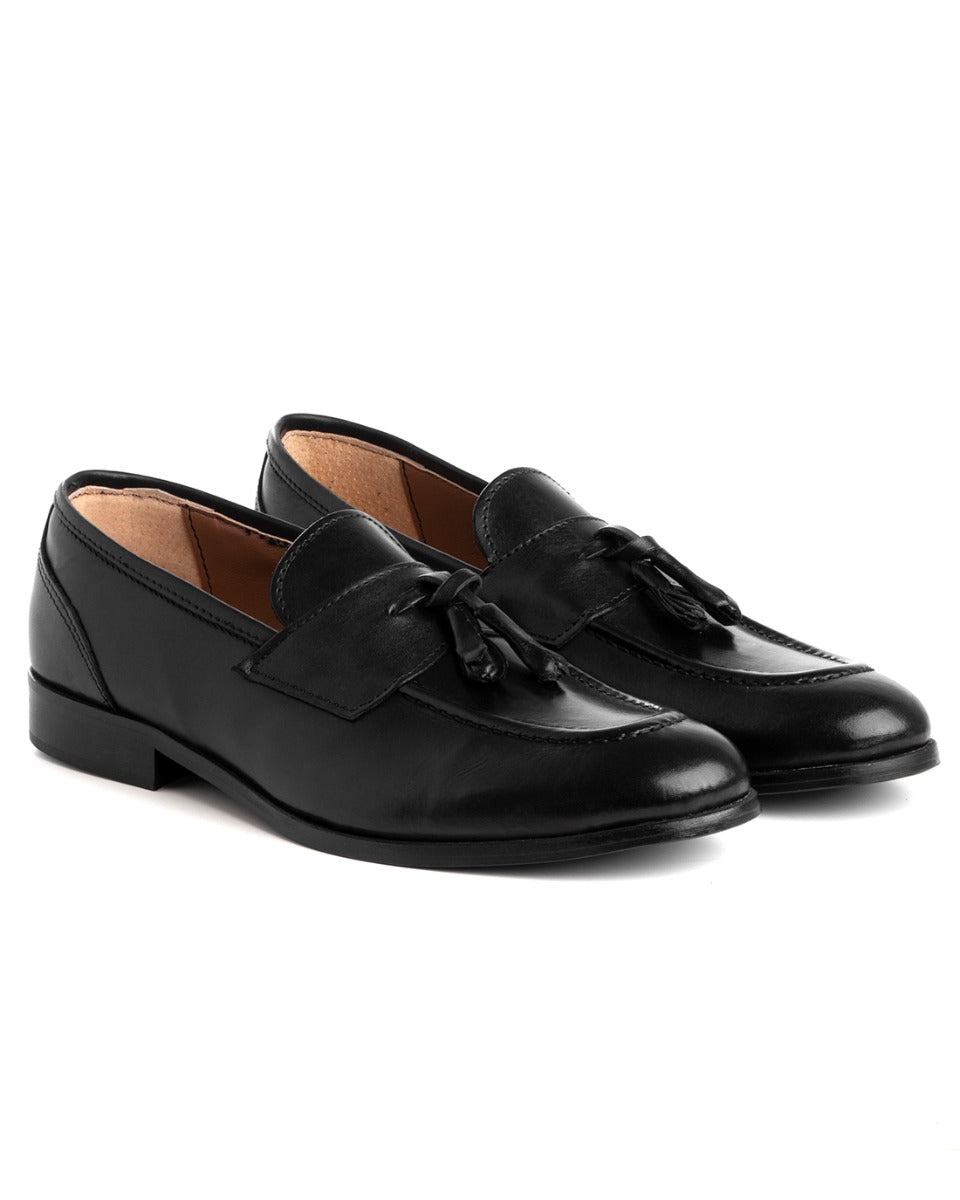 Mocassini College Uomo Scarpe Ecopelle Nero Eleganti Nappine Casual Sportive GIOSAL-S1195A