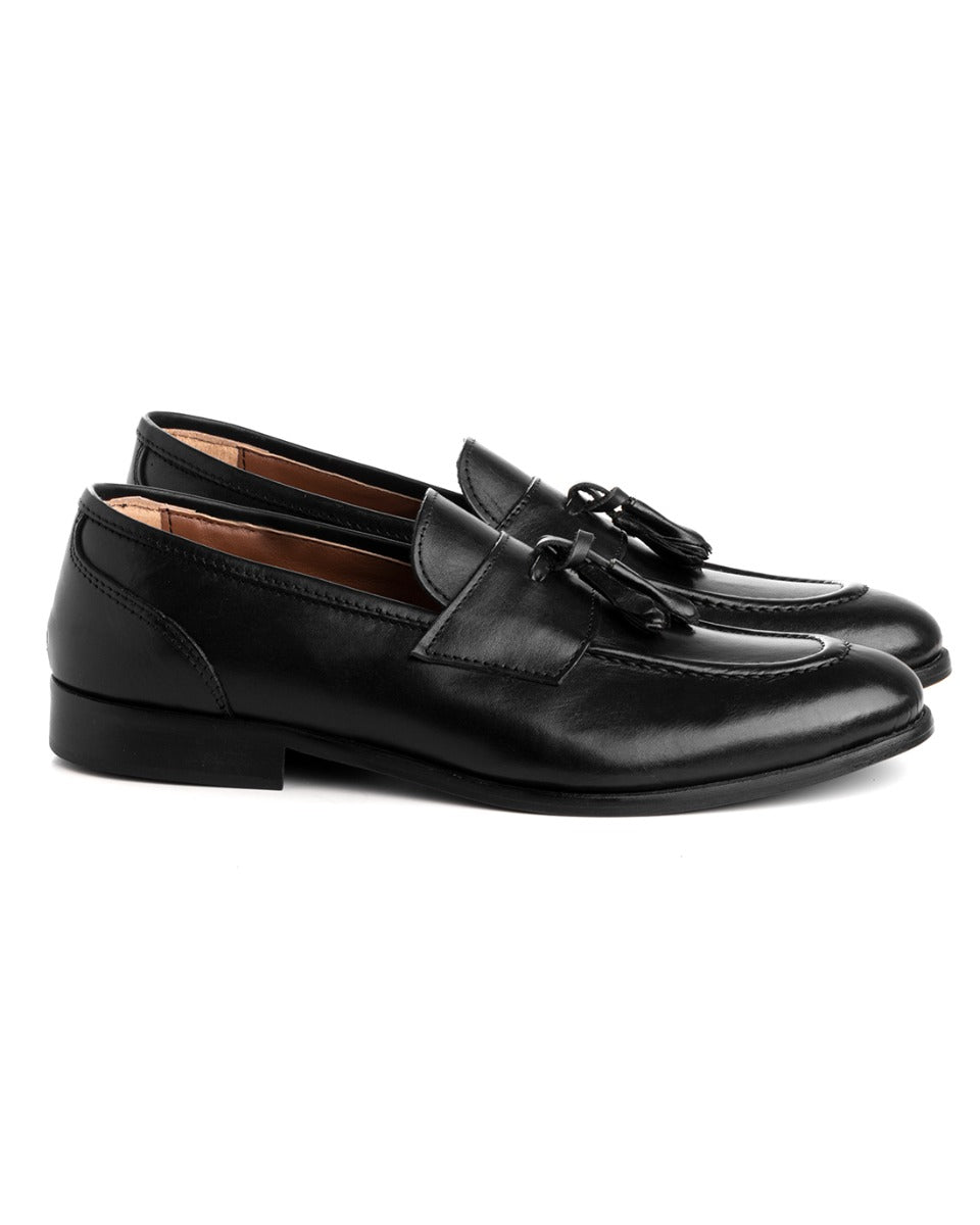 Mocassini College Uomo Scarpe Ecopelle Nero Eleganti Nappine Casual Sportive GIOSAL-S1195A