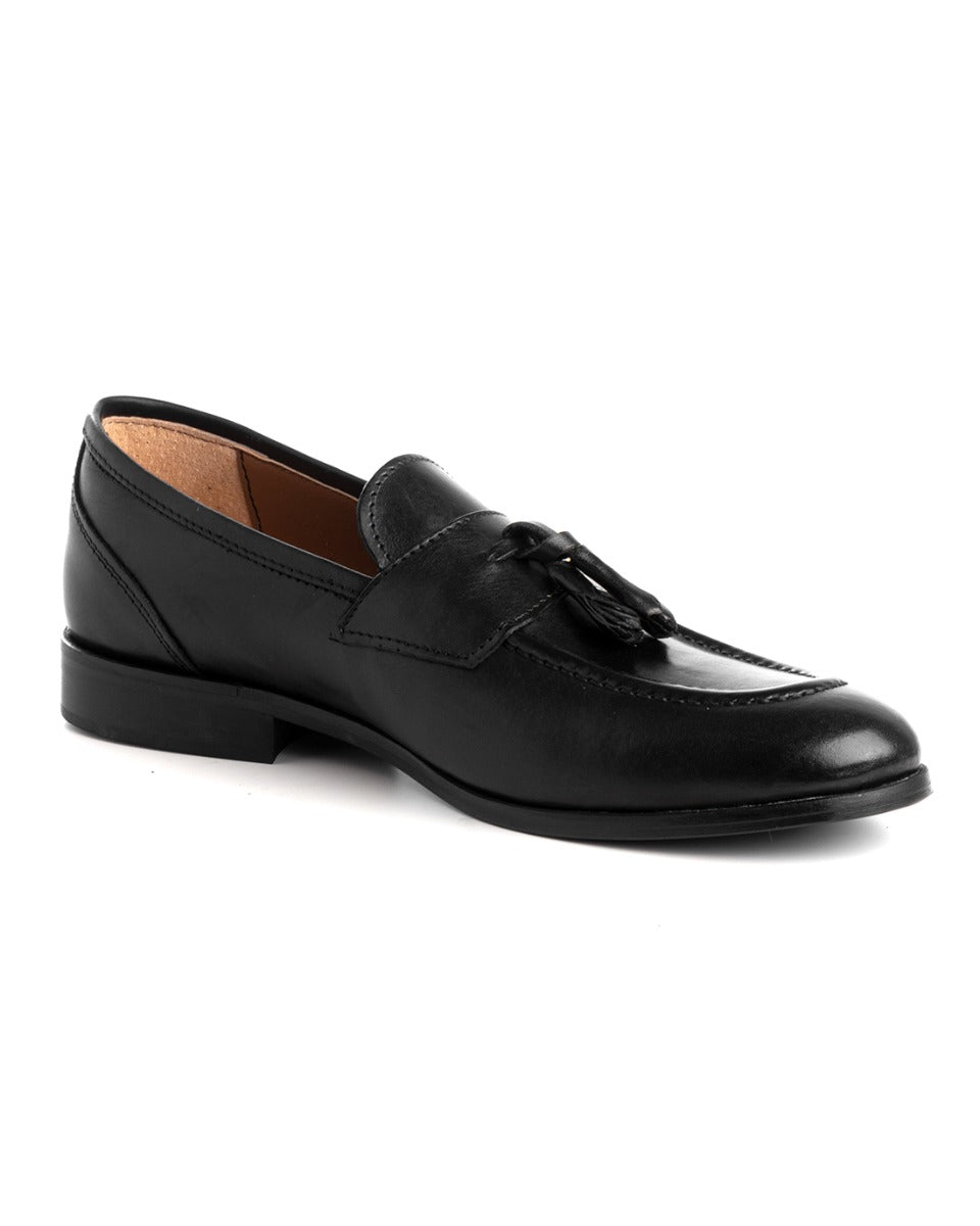 Mocassini College Uomo Scarpe Ecopelle Nero Eleganti Nappine Casual Sportive GIOSAL-S1195A