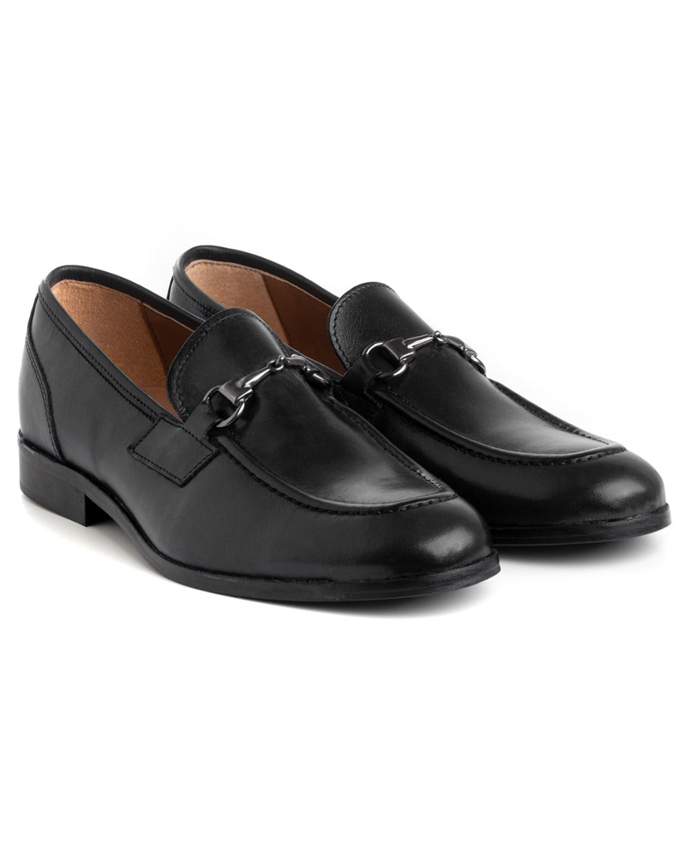 Mocassini College Uomo Scarpe Pelle Nero Eleganti Fibbia Casual Sportive Cuoio GIOSAL-S1223A