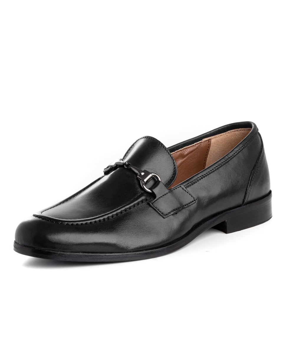 Mocassini College Uomo Scarpe Pelle Nero Eleganti Fibbia Casual Sportive Cuoio GIOSAL-S1223A