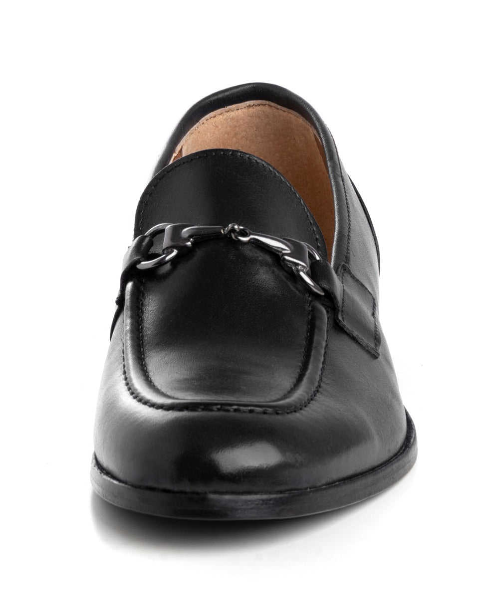 Mocassini College Uomo Scarpe Pelle Nero Eleganti Fibbia Casual Sportive Cuoio GIOSAL-S1223A